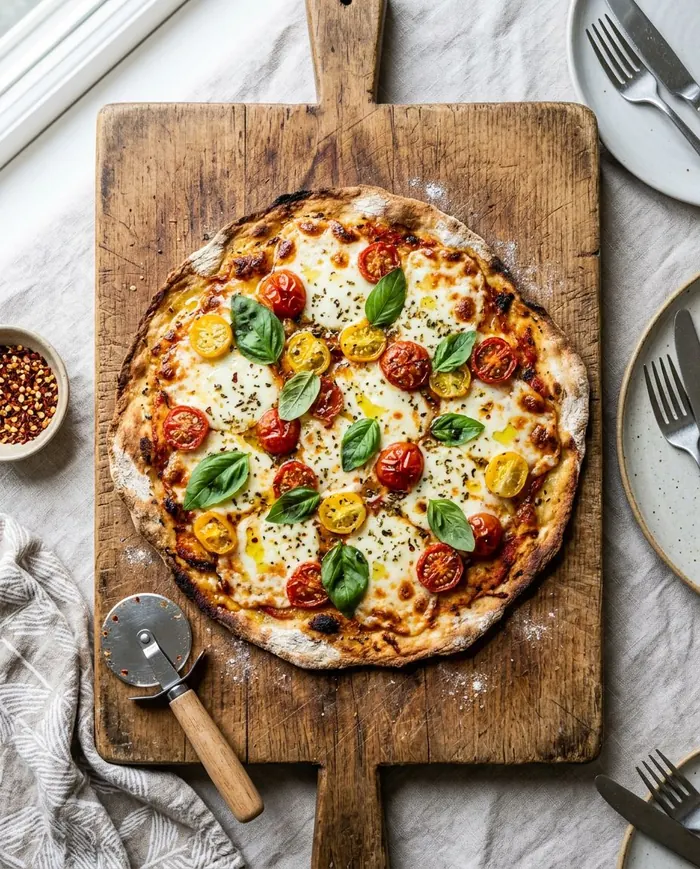 Pizza casera sin gluten con verduras