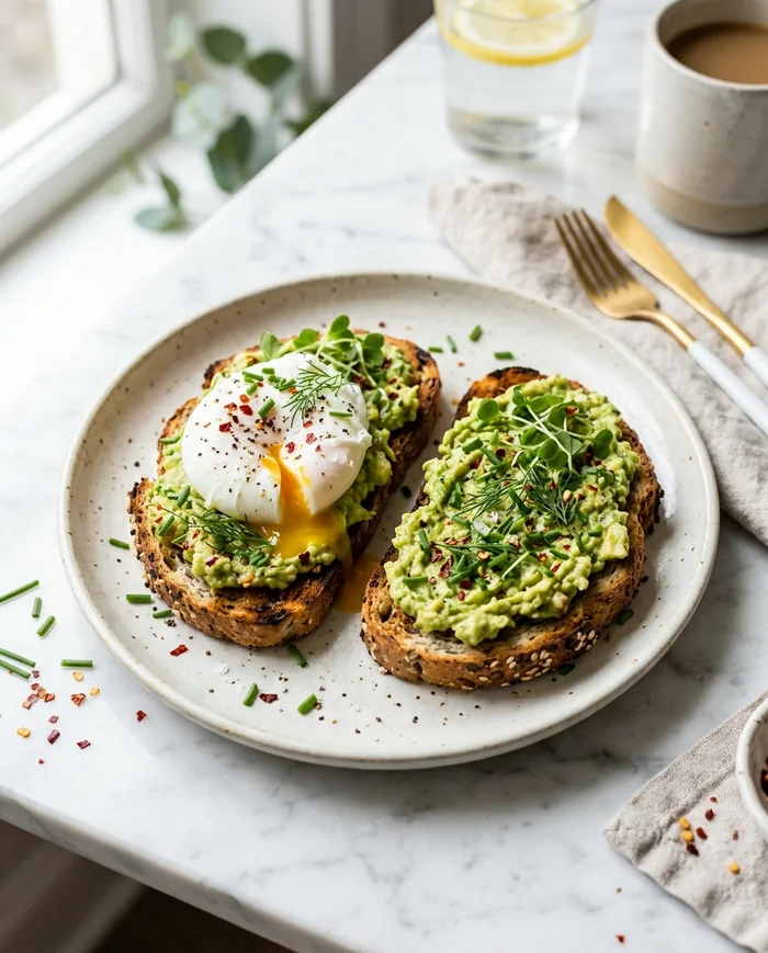 Tostadas de pan sin gluten con aguacate y huevo